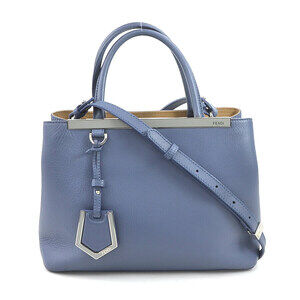 Fendi Toujours Leather Shoulder Bag Blue Silver